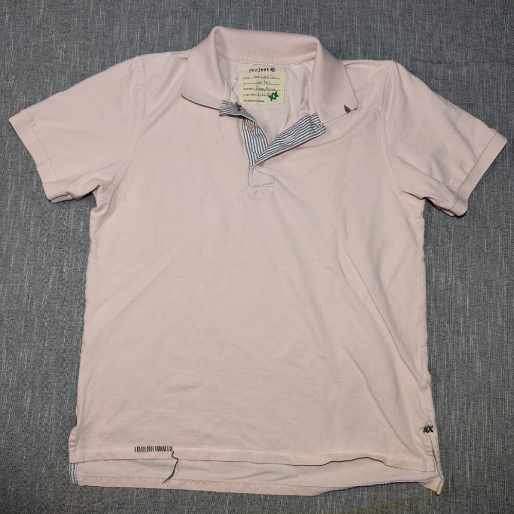 VINTAGE Project E Polo‎ Size Large Pink Gray Stitch Laid Back West Coast